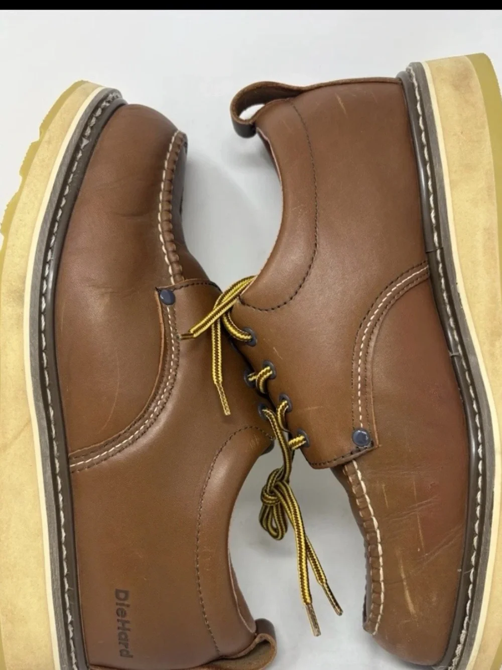 Men's Brown Leather Oxford work boots. Sure track die hard 12d.
